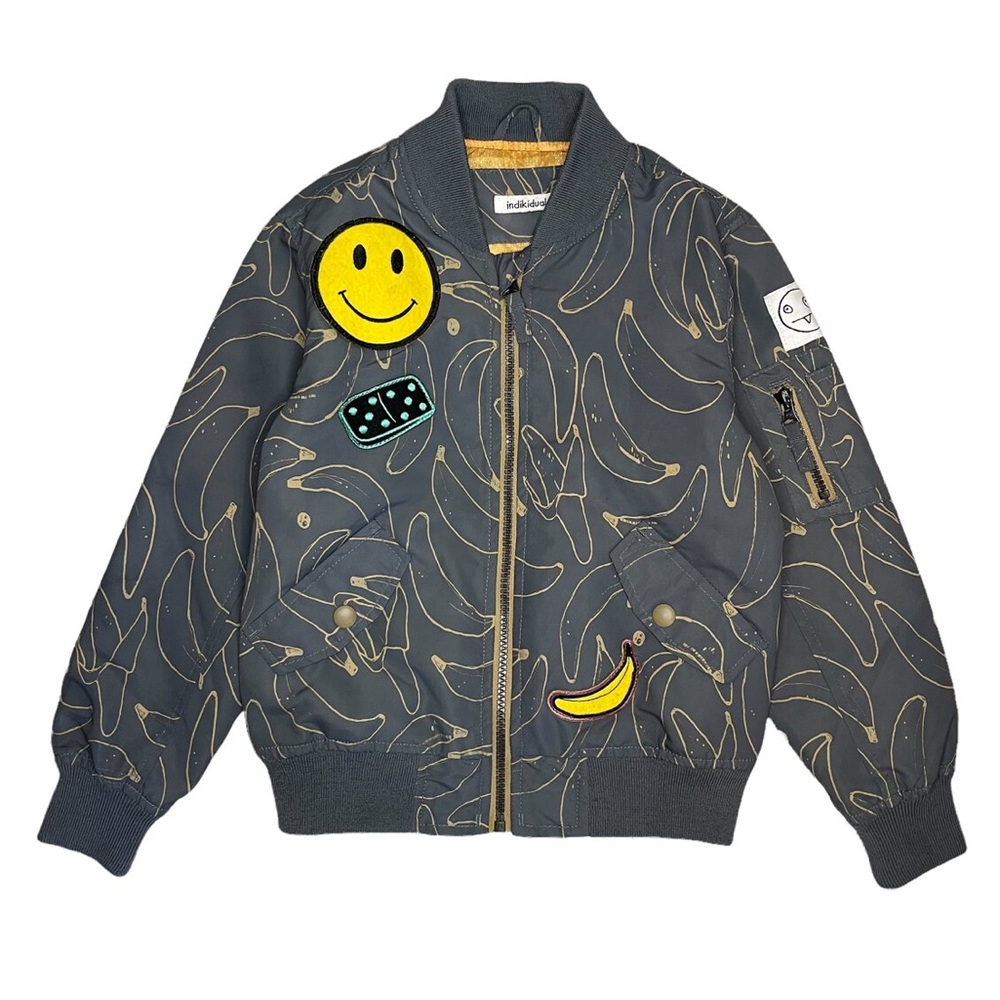 {Indikidual} Banana Print Patch Bomber Jacket 🍌 - Size 7-9Y